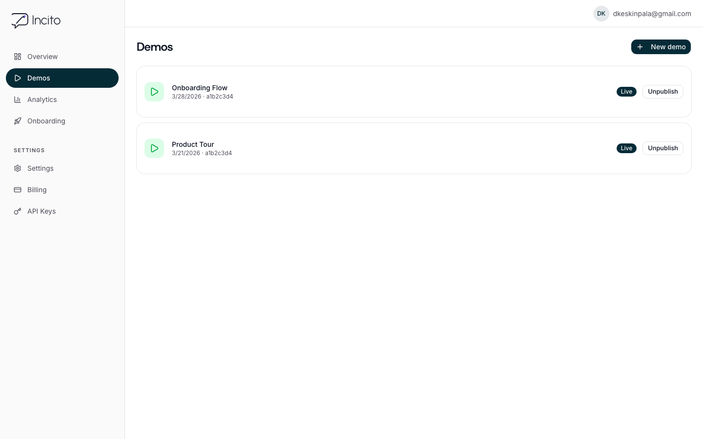 Incito Voice - Demo management with live narrated experiences